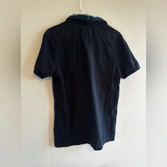 Vintage Diesel Black Polo Shirt with Denim Collar Detail Casual Cotton‎ Classic - Picture 8 of 11